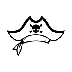 Pirate hat line icon isolated on white background