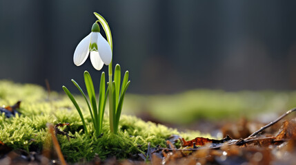 Snowdrop Isolated on Natural Background