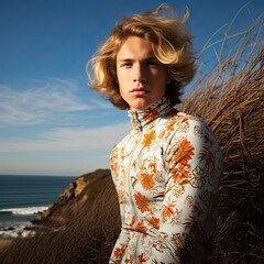 Male surf style fashion model photo shoot