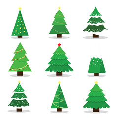 christmas tree set white snow green decoration december
