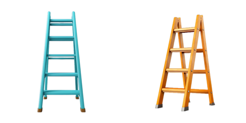 Blue and Orange Ladders on a transparent background