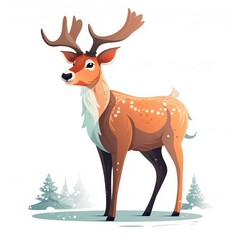 brown deer in the winter forest