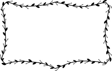 Obraz premium Horizontal Frame flower Wreath floral leaf borders square shape silhouette black decoration border Branch laurel wedding frames Botanical ornate Elements design badge decoration 