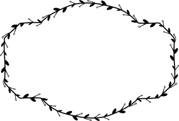 Horizontal Frame flower Wreath floral leaf borders square shape silhouette black decoration border Branch laurel wedding frames Botanical ornate Elements design badge decoration 