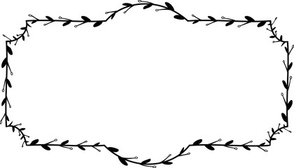 Horizontal Frame flower Wreath floral leaf borders square shape silhouette black decoration border Branch laurel wedding frames Botanical ornate Elements design badge decoration 