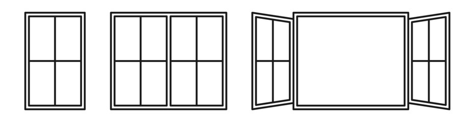 Window icon. Opened window. Vector illustration - obrazy, fototapety, plakaty