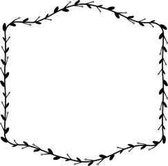 Horizontal Frame flower Wreath floral leaf borders square shape silhouette black decoration border Branch laurel wedding frames Botanical ornate Elements design badge decoration 