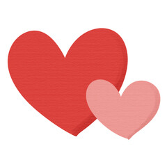 Red and pink heart with no background for Valentine concept, symbol of love