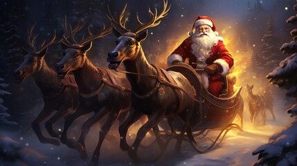a person riding a reindeer. Ai ilustration. digital painting. Generative AI Artificial Intelligence Artwork