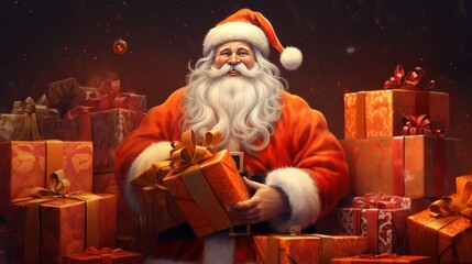 a person in a santa suit. Ai ilustration. digital painting. Generative AI Artificial Intelligence Artwork