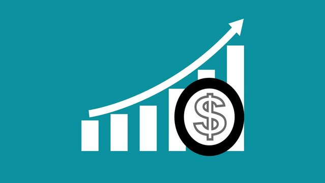 Business growth concept with dollar sign in allusive graph chart showing marketing sales profit increasing to future target. Excellent financial status of corporate business rise up . 