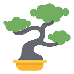 Bonsai tree icon. Flat design. For presentation, graphic design, mobile application.