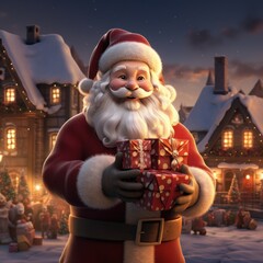 a person in a santa suit. Ai ilustration. digital painting. Generative AI Artificial Intelligence Artwork