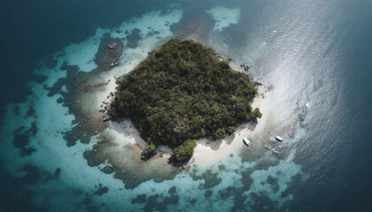 Panoramic view of an island from above