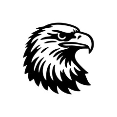 Monochrome Illustration of an Eagle Head