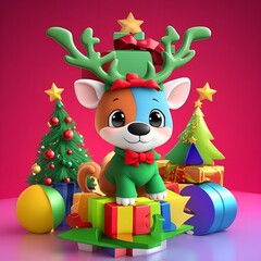 Fototapeta premium Christmas tree deeer