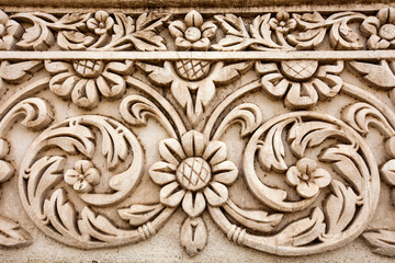 Carved wall relief, Chowmahalla Palace, Chowmahallat Palace, Nizam Palace, Hyderabad, Andhra Pradesh, Telangana, India