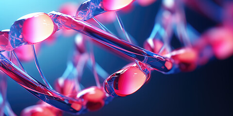 Abstract light color 3d texture of DNA or RNA chain, closeup of chain connections. Creative background for presentation or banner, science and education, study of structure.