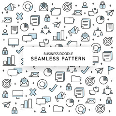 Seamless doodle pattern with business symbols