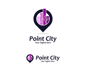 Creative city point logo, real estate logo, travel logo design vector template