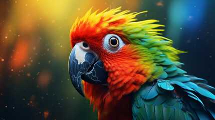 Colorful Parrot with Beautiful Beak in Wildlife