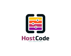 Modern Host code icon logo design vector, Abstract hosted logo design template