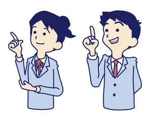 指をさす男女学生