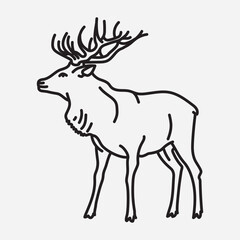 Adult stag vector line icon for International Wildlife Day on March 3