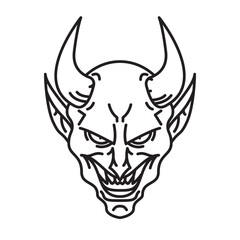 Devil face vector line icon for Be Nasty Day on March 8