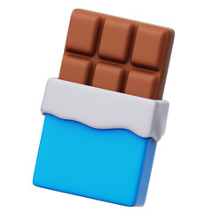 Chocolate Bar 3D Icon Isolated Transparent Background