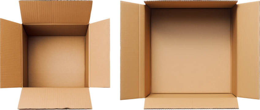 Carboard box inside top view transparent background PNG clipart