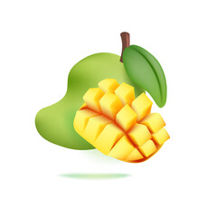 Mango 3d Icon soft illustration transparent background