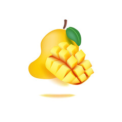 Mango 3d Icon soft illustration transparent background