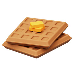 Waffle 3D Icon Isolated Transparent Background