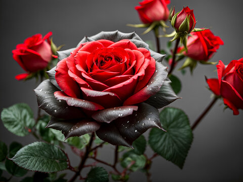 A close-up image of a red rose on black and white background, illustrating selective perception or a focal point in life"