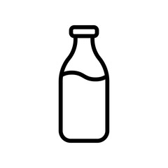 Milk bottle line icon isolated on white background.