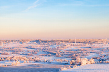 Scenic view at a winter landscape in the countryside