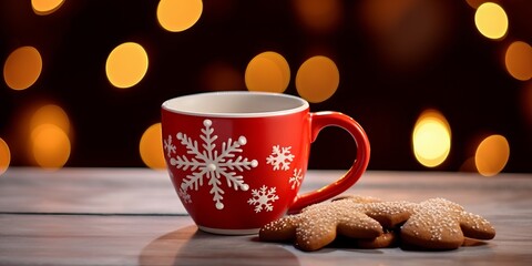 Fototapeta premium Holiday-themed coffee and cookies