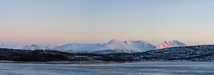 panorama of the mountains at Balsfjord, Troms, Norway