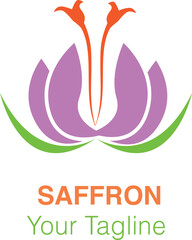 Fresh saffron. Isolated logo on white background. Saffron flower