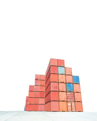 Container Export Logistic Crane Forklift Port Blue Sky Background Space Road Import Business...