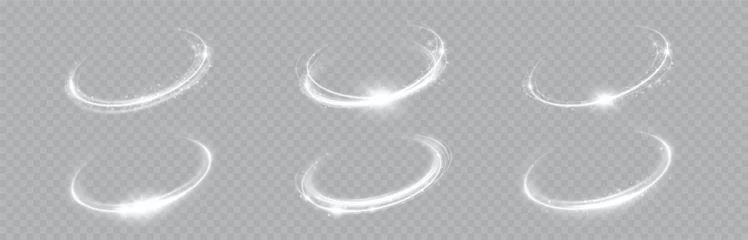 Foto op Canvas Glowing white spiral. Speed ​​abstract lines effect. Rotating shiny rings. Glowing circular lines. Glowing ring trail. Vector. © kulinskaia