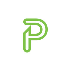 Initial Letter P Linked Logo.  White Geometric Shape Origami Style isolated