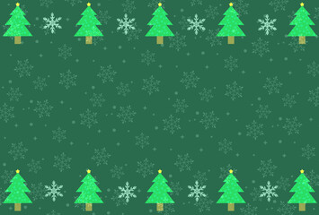 クリスマスカード　背景素材　もみの木　キラキラ　雪の結晶　飾り枠　シンプル