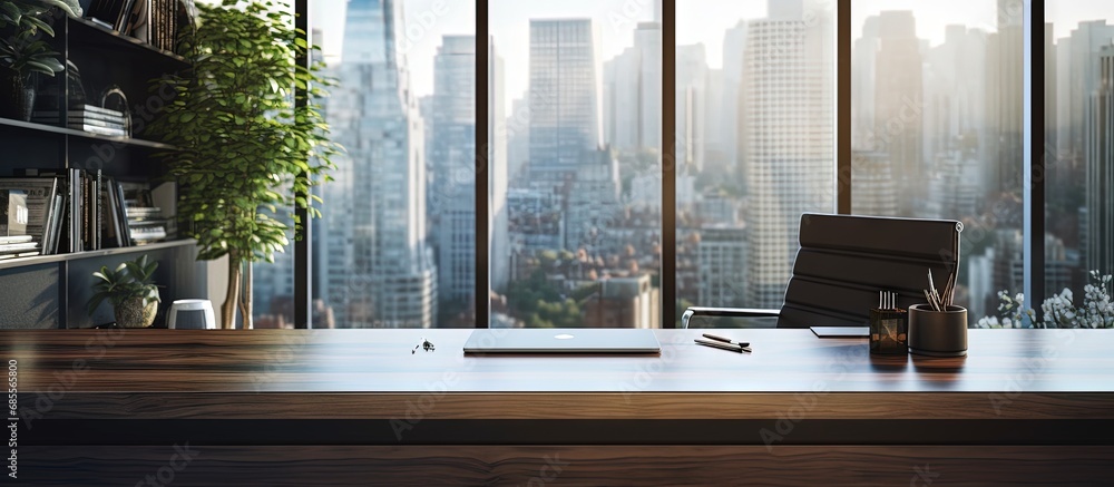 Poster zoomed view of contemporary high end office workspace copy space image
