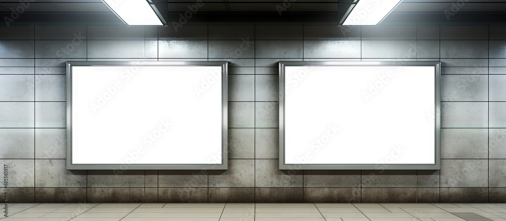 Poster two empty billboards for advertising on textured walls digital ad templates for ooh placement in sho