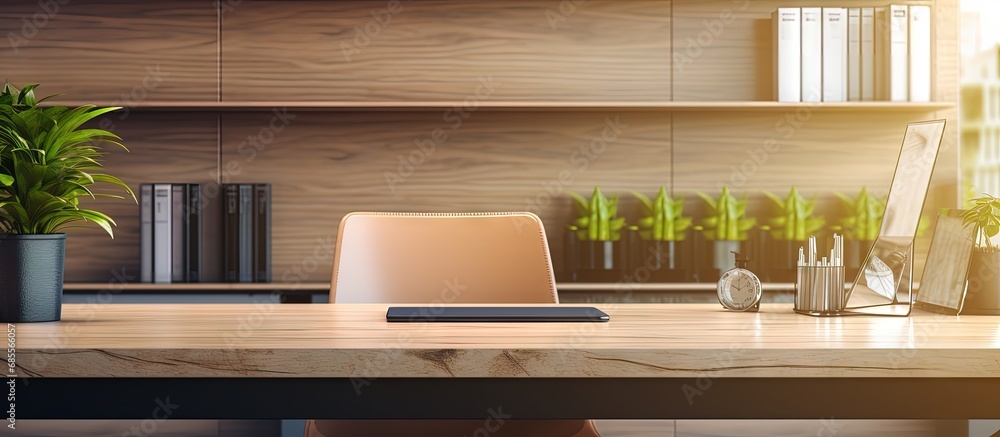 Poster zoomed view of contemporary high end office workspace copy space image