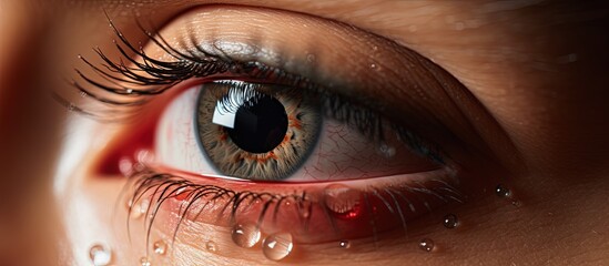 Woman using eye drops for dryness irritation conjunctivitis or optical issues Close up copy space...