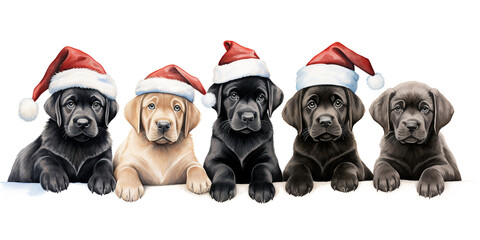 Five labrador puppies. Ai generated image
