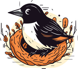 Cute little bird in the nest vector illustration for your design